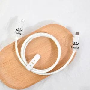 Charger Protector for 20W iPhone Fast Charger | Cable Connector Sleeve Grey & White