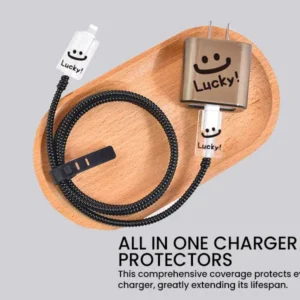 Charger Protector for 20W iPhone Fast Charger | Cable Connector Sleeve Grey & White