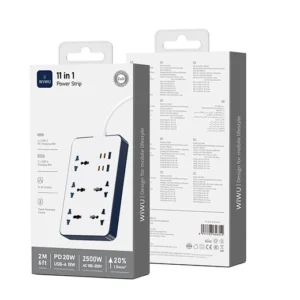 Reliable WiWU Wi-S006 PS524 20W GaN 11-in-1 Multifunction Power Strip for Fast Charging