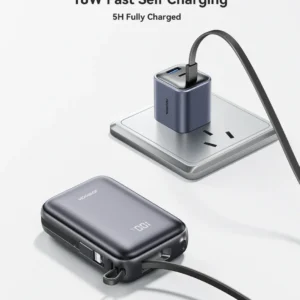 Efficient Joyroom JR-PBF29 Mini 22.5W Fast-Charging 20,000mAh Portable Power Bank With Retractable Cable