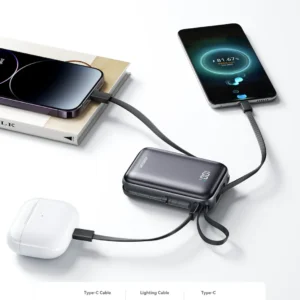 Efficient Joyroom JR-PBF29 Mini 22.5W Fast-Charging 20,000mAh Portable Power Bank With Retractable Cable