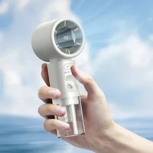 Porodo Lifestyle Cool & Hydrate Mini Fan & Humidifier – White | Efficient 100-Level Speed Control, USB-C & 2000mAh Battery
