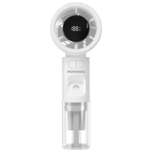 Porodo Lifestyle Cool & Hydrate Mini Fan & Humidifier – White | Efficient 100-Level Speed Control, USB-C & 2000mAh Battery